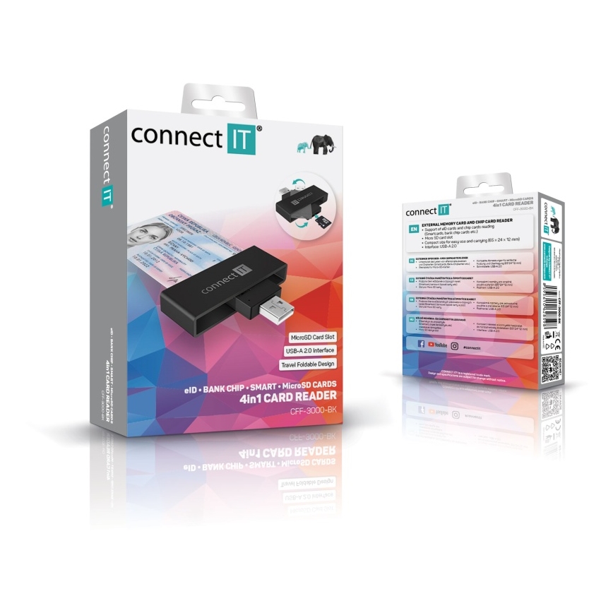 CONNECT IT CFF-3000-BK - Čtečka eObčanek a čipových karet 5V