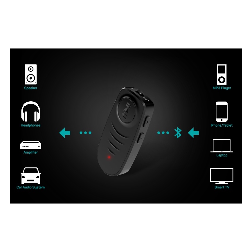 CONNECT IT CFF-4050-BK - Bluetooth audio přijímač AUX 110 mAh