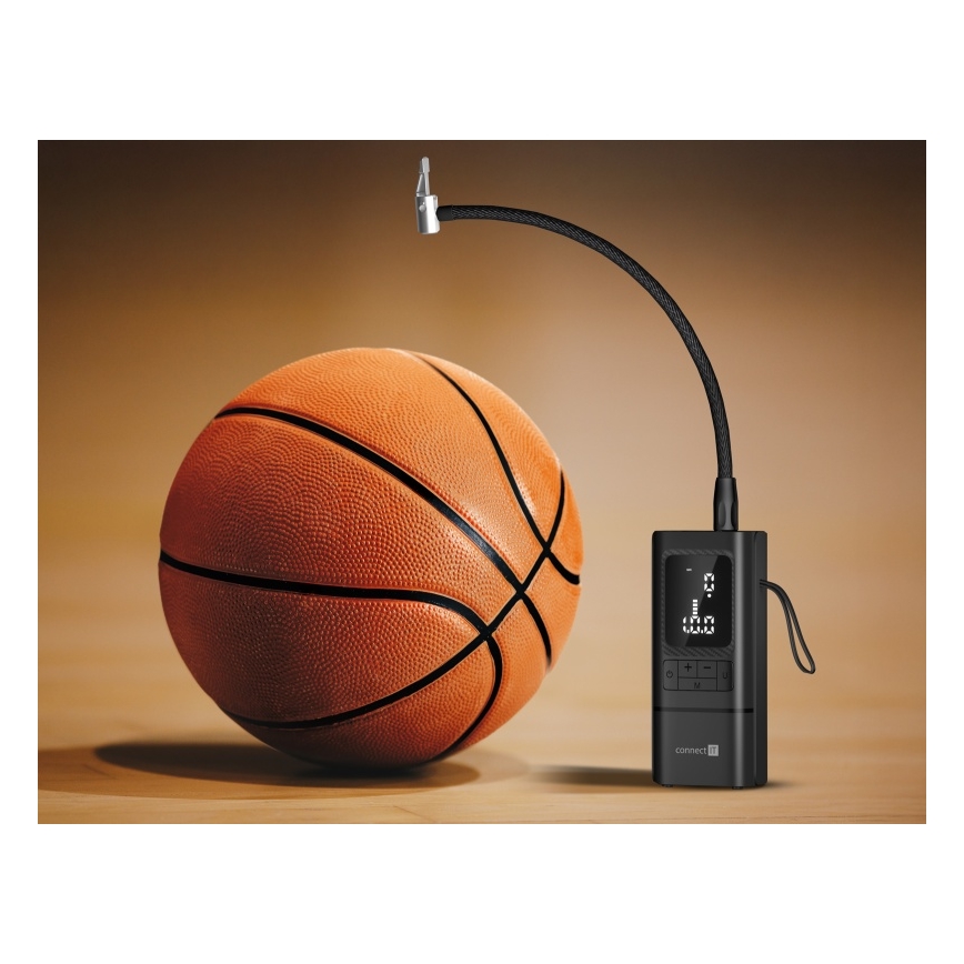 CONNECT IT CFF-4500-BK - Digitální kapesní kompresor AirFlow 80W/6000 mAh černá
