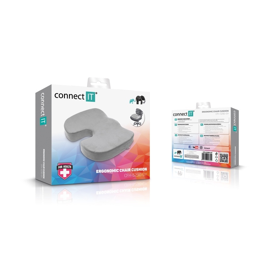 CONNECT IT CFH-5290-GY - Anatomický polštář na židli šedá