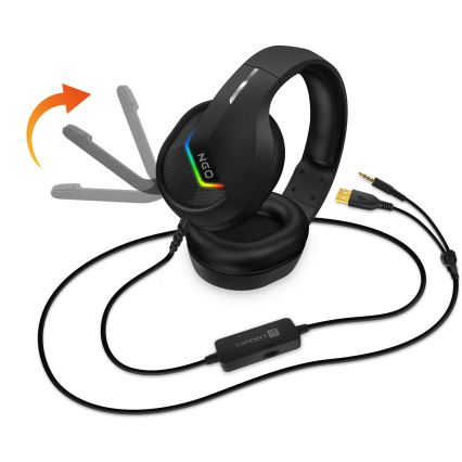 CONNECT IT CHP-3595-BK - LED RGB Herní drátová sluchátka s mikrofonem černá
