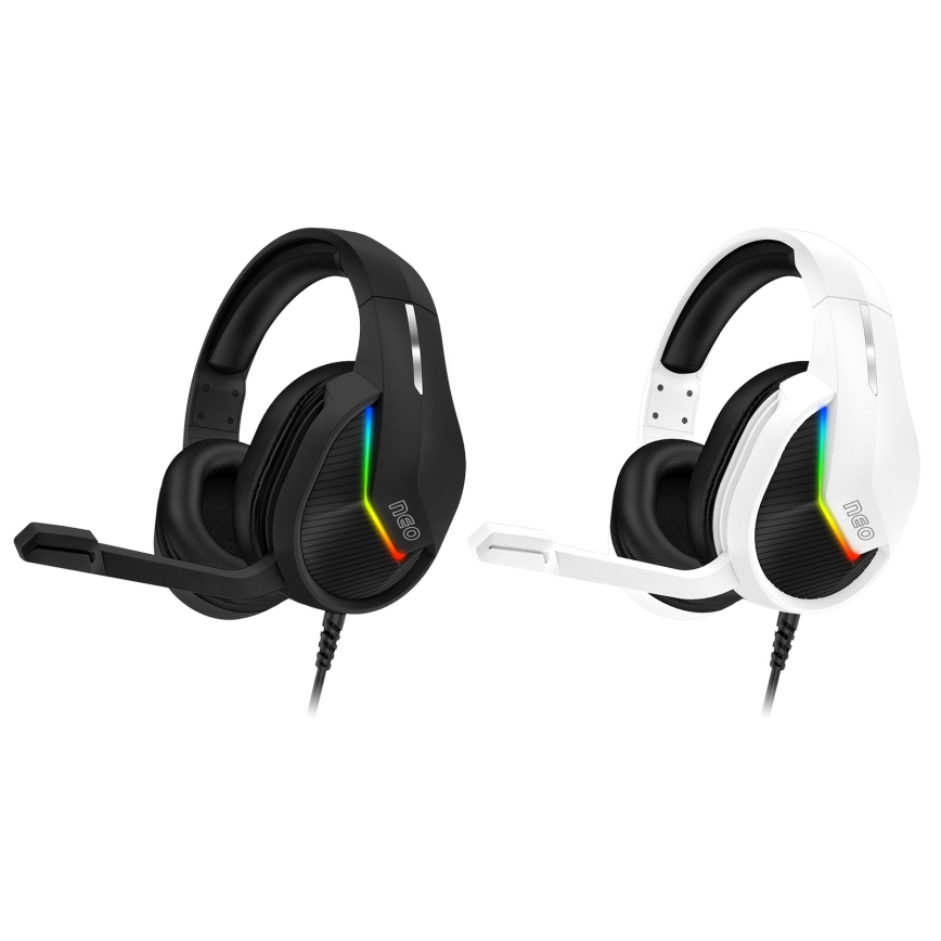 CONNECT IT CHP-3595-BK - LED RGB Herní drátová sluchátka s mikrofonem černá