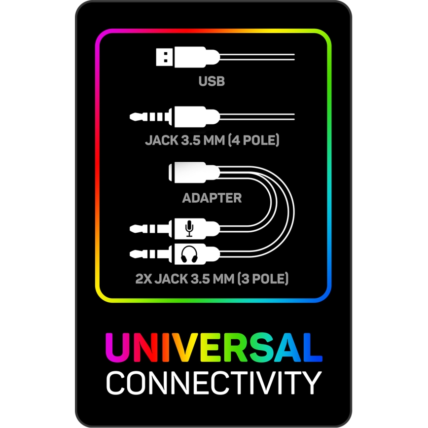 CONNECT IT CHP-3595-BK - LED RGB Herní drátová sluchátka s mikrofonem černá