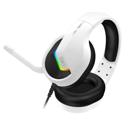 CONNECT IT CHP-3595-WH - LED RGB Herní drátová sluchátka s mikrofonem bílá/černá