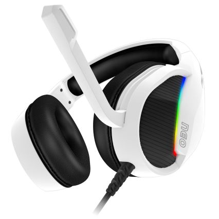 CONNECT IT CHP-3595-WH - LED RGB Herní drátová sluchátka s mikrofonem bílá/černá