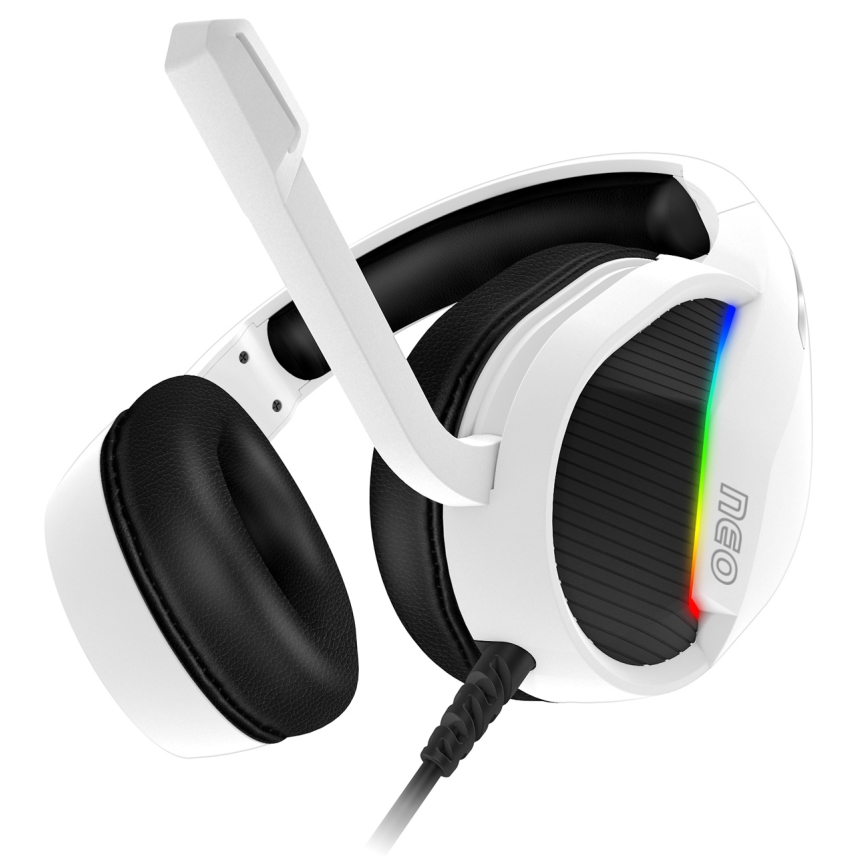 CONNECT IT CHP-3595-WH - LED RGB Herní drátová sluchátka s mikrofonem bílá/černá