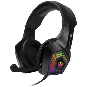 CONNECT IT CHP-5600-BK - LED RGB Herní drátová sluchátka s mikrofonem černá