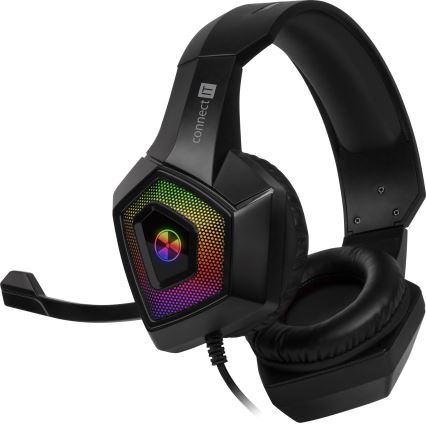 CONNECT IT CHP-5600-BK - LED RGB Herní drátová sluchátka s mikrofonem černá