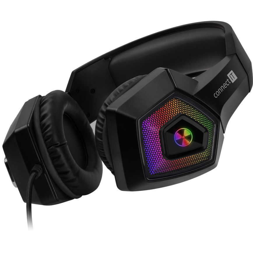 CONNECT IT CHP-5600-BK - LED RGB Herní drátová sluchátka s mikrofonem černá