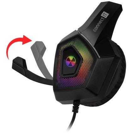 CONNECT IT CHP-5600-BK - LED RGB Herní drátová sluchátka s mikrofonem černá