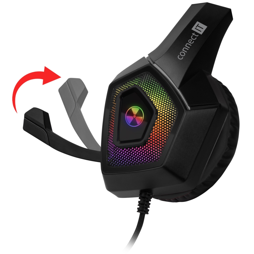 CONNECT IT CHP-5600-BK - LED RGB Herní drátová sluchátka s mikrofonem černá