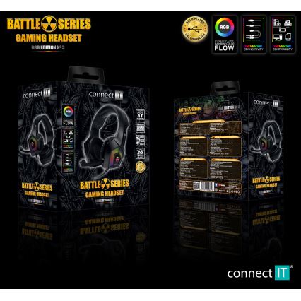 CONNECT IT CHP-5600-BK - LED RGB Herní drátová sluchátka s mikrofonem černá