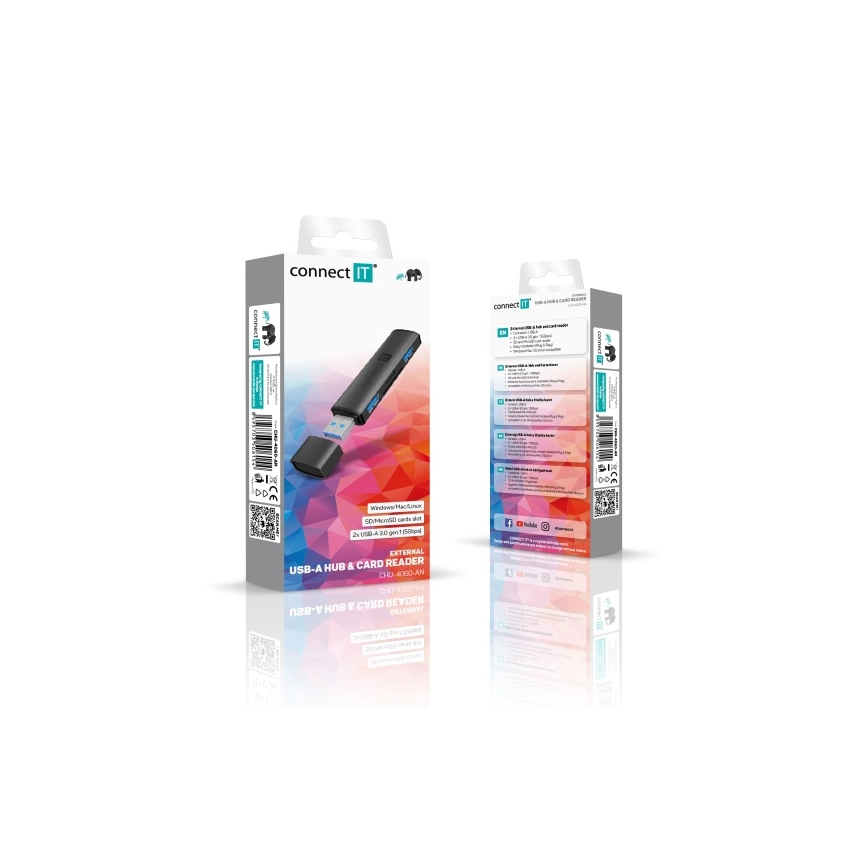 CONNECT IT CHU-4060-AN - USB-A hub se čtečkou paměťových karet 4v1