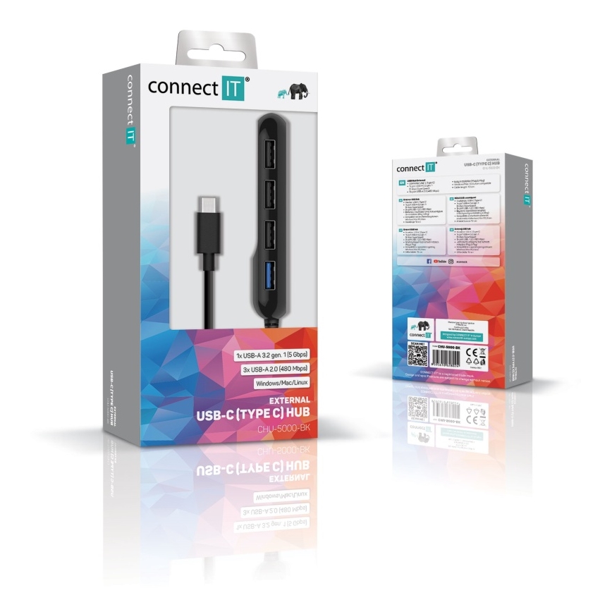 CONNECT IT CHU-5000-BK - USB-C hub 4v1