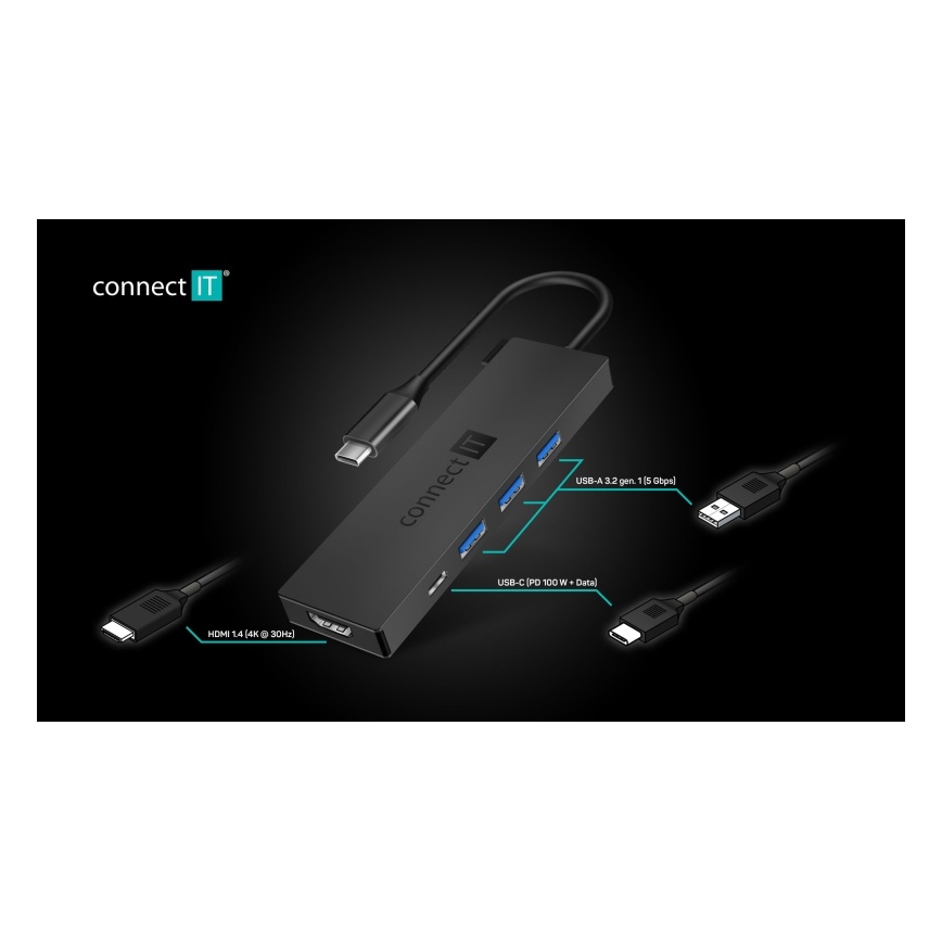 CONNECT IT CHU-8010-AN - USB-C hub 5v1