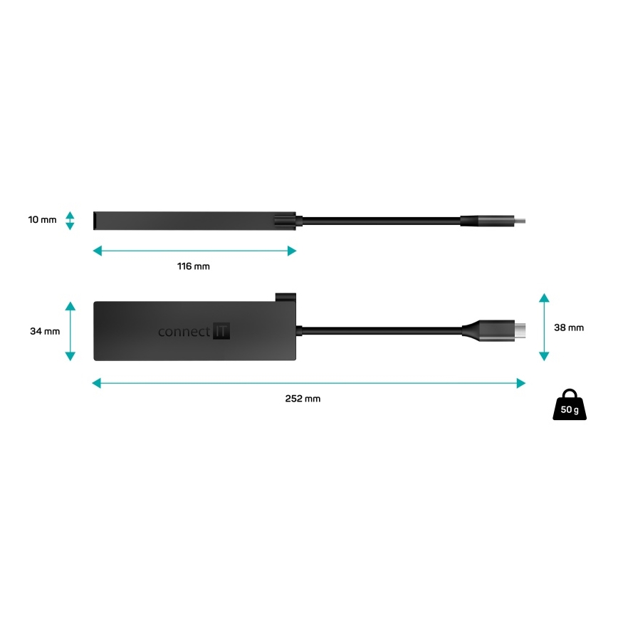 CONNECT IT CHU-8010-AN - USB-C hub 5v1
