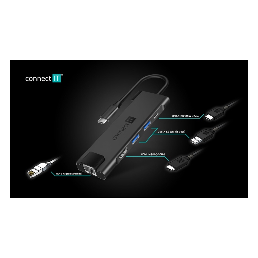 CONNECT IT CHU-8020-AN - USB-C hub 5v1