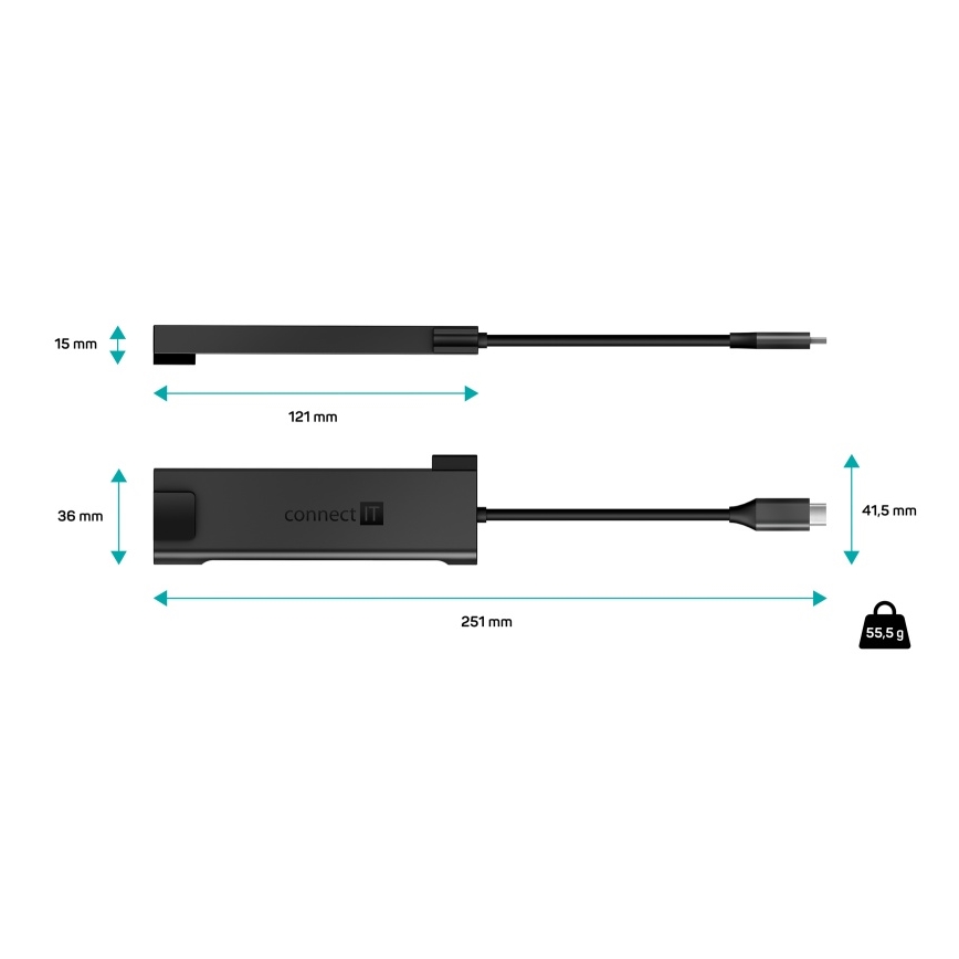 CONNECT IT CHU-8020-AN - USB-C hub 5v1