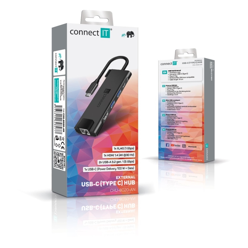 CONNECT IT CHU-8020-AN - USB-C hub 5v1