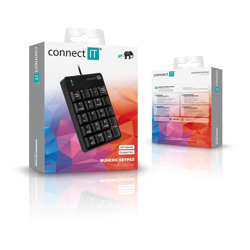 CONNECT IT CKB-0060-BK - Drátová numerická klávesnice černá