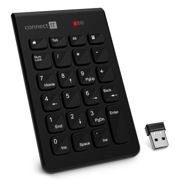 CONNECT IT CKB-0062-BK - Bezdrátová numerická klávesnice 1xAAA černá