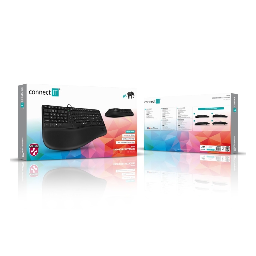CONNECT IT CKB-2800-CS - Ergonomická bezdrátová klávesnice s CZ/SK lokalizací černá