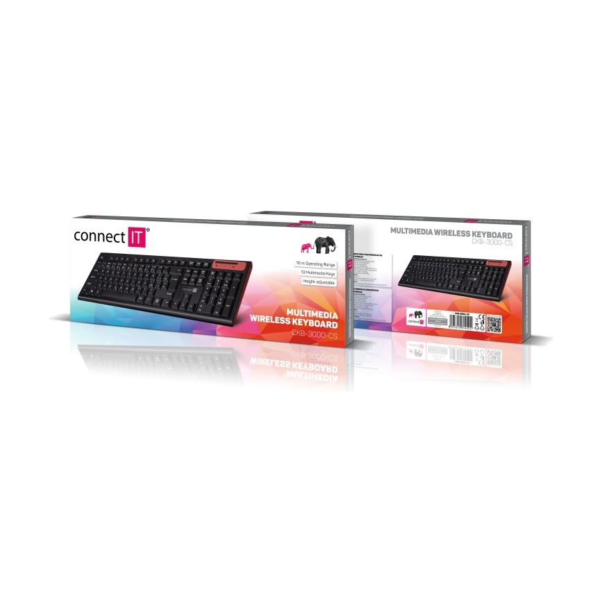 CONNECT IT CKB-3000-CS - Multimediální bezdrátová klávesnice s CZ/SK lokalizací 2xAAA černá