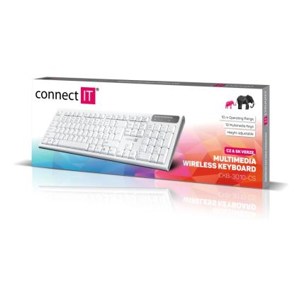 CONNECT IT CKB-3010-CS - Multimediální bezdrátová klávesnice s CZ/SK lokalizací 2xAAA bílá