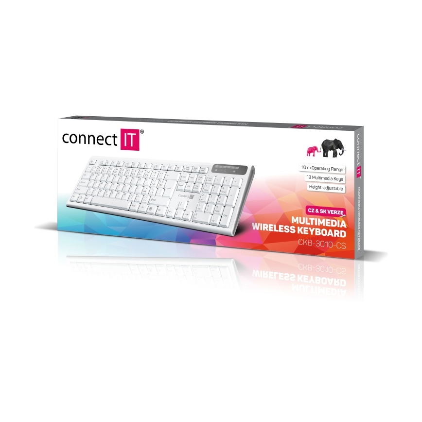 CONNECT IT CKB-3010-CS - Multimediální bezdrátová klávesnice s CZ/SK lokalizací 2xAAA bílá