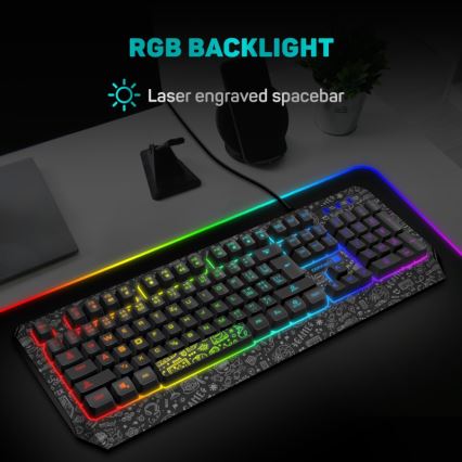 CONNECT IT CKB-3530-DD - LED RGB Drátová herní klávesnice s CZ/SK lokalizací černá