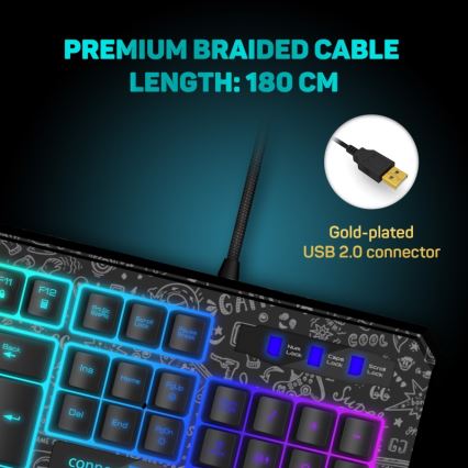 CONNECT IT CKB-3530-DD - LED RGB Drátová herní klávesnice s CZ/SK lokalizací černá