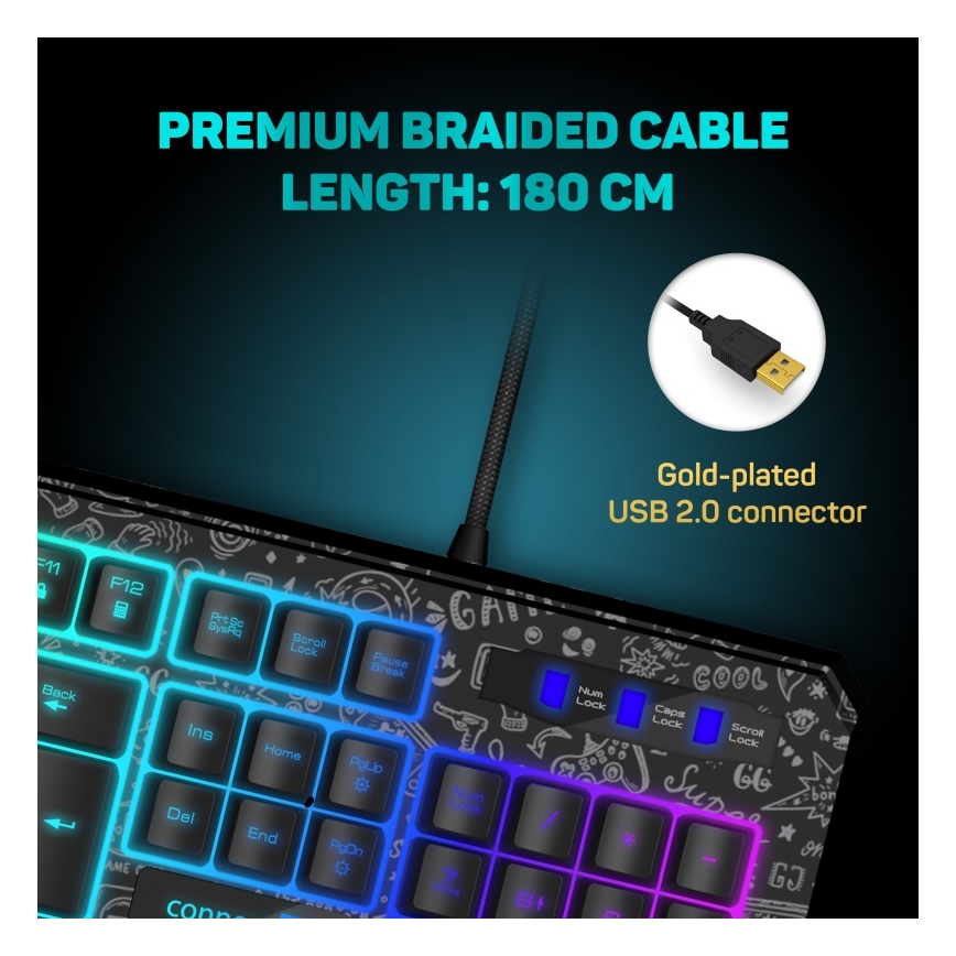 CONNECT IT CKB-3530-DD - LED RGB Drátová herní klávesnice s CZ/SK lokalizací černá