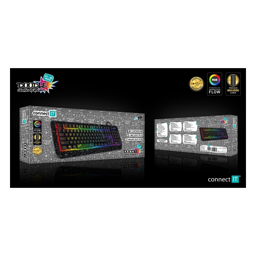 CONNECT IT CKB-3530-DD - LED RGB Drátová herní klávesnice s CZ/SK lokalizací černá