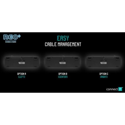 CONNECT IT CKB-3591-CS - LED RGB Drátová herní klávesnice s CZ/SK lokalizací černá + červený rámeček
