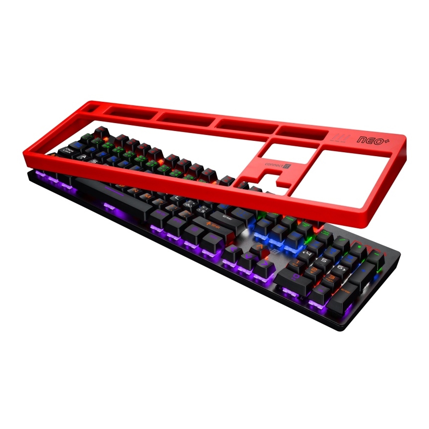 CONNECT IT CKB-3591-CS - LED RGB Drátová herní klávesnice s CZ/SK lokalizací černá + červený rámeček