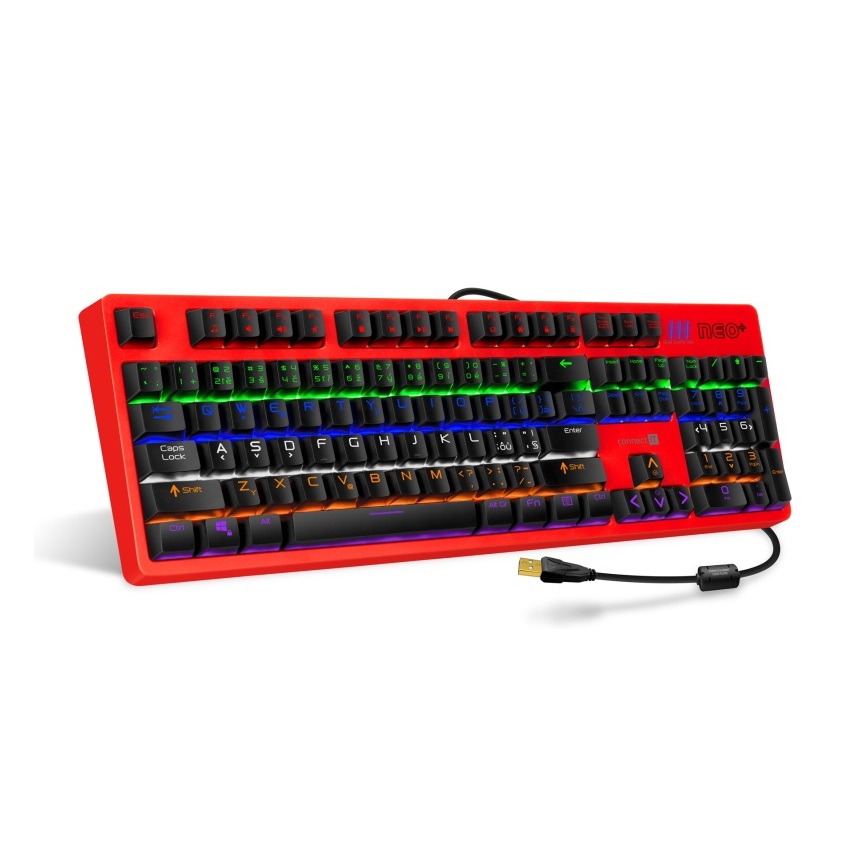 CONNECT IT CKB-3591-CS - LED RGB Drátová herní klávesnice s CZ/SK lokalizací černá + červený rámeček