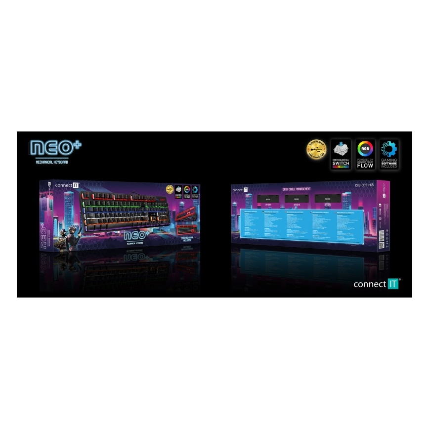CONNECT IT CKB-3591-CS - LED RGB Drátová herní klávesnice s CZ/SK lokalizací černá + červený rámeček