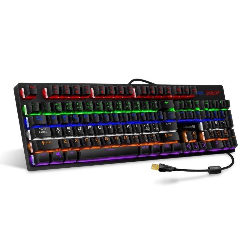 CONNECT IT CKB-3591-CS - LED RGB Drátová herní klávesnice s CZ/SK lokalizací černá + červený rámeček
