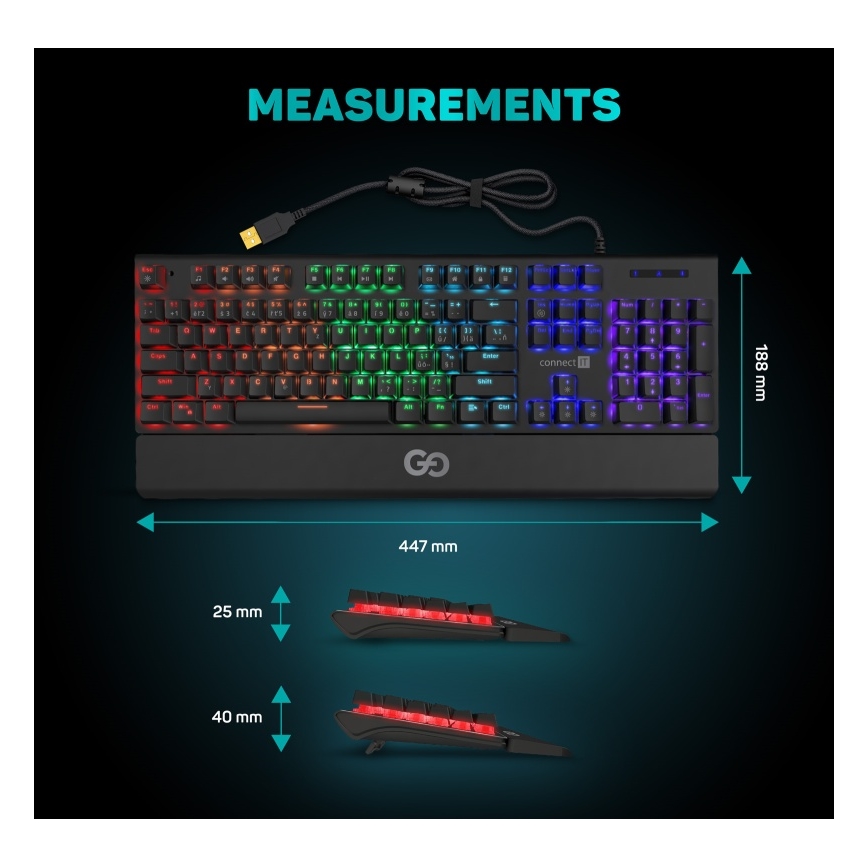 CONNECT IT CKB-7050-CS - LED RGB Drátová herní klávesnice s CZ/SK lokalizací černá