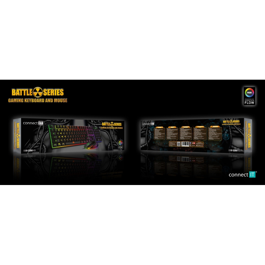 CONNECT IT CKM-3200-CS - LED RGB Drátová herní klávesnice a herní myš 1200/1800/2400/3600 DPI s CZ/SK lokalizací černá