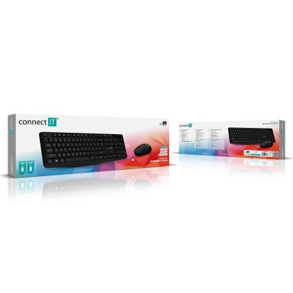 CONNECT IT CKM-4500-CS - Bezdrátová klávesnice a myš 1000 DPI s CZ/SK lokalizací 1xAAA + 1xAA černá