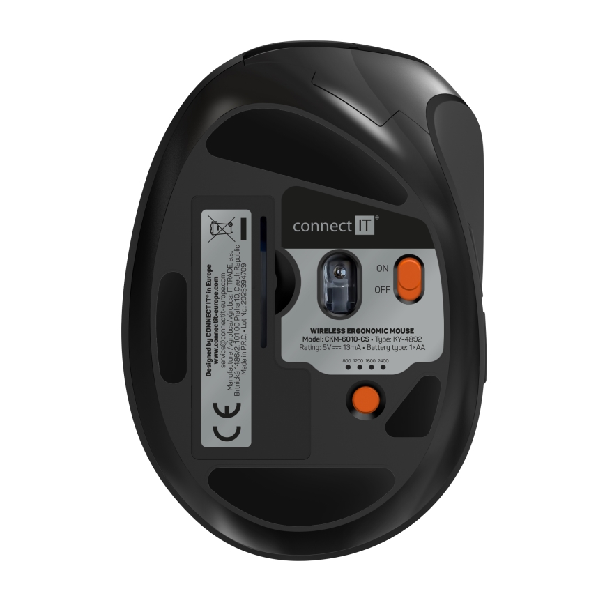 CONNECT IT CKM-6010-CS - Ergonomická bezdrátová klávesnice a myš 800/1200/1600/2400 DPI s CZ/SK lokalizací 1xAA + 2xAAA černá