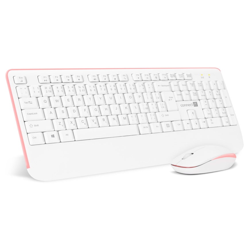 CONNECT IT CKM-7801-CS - Bezdrátová klávesnice a myš 1200 DPI s CZ/SK lokalizací 1xAAA + 1xAA bílá/růžová