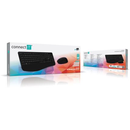 CONNECT IT CKM-7803-CS - Bezdrátová klávesnice a myš 1200 DPI s CZ/SK lokalizací 1xAAA + 1xAA černá