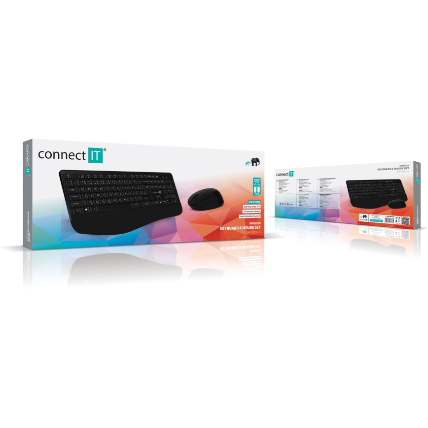 CONNECT IT CKM-7803-CS - Bezdrátová klávesnice a myš 1200 DPI s CZ/SK lokalizací 1xAAA + 1xAA černá