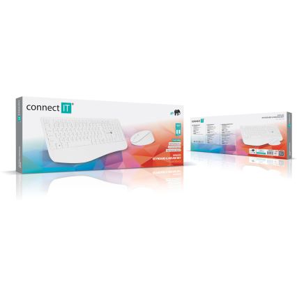 CONNECT IT CKM-7804-CS - Bezdrátová klávesnice a myš 1200 DPI s CZ/SK lokalizací 1xAAA + 1xAA bílá