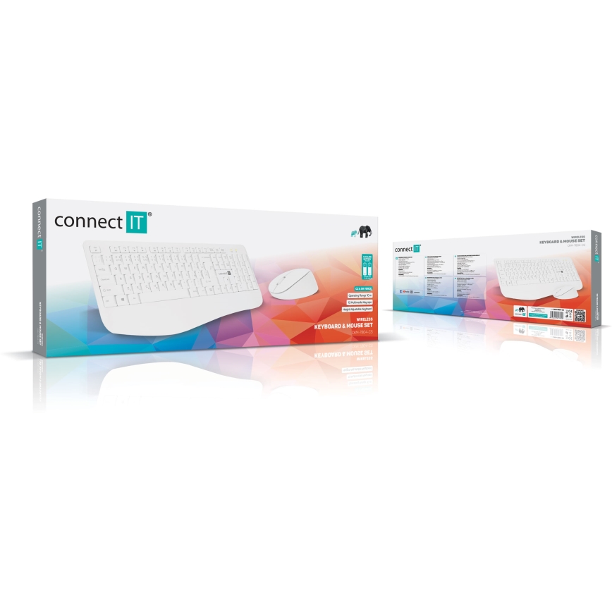 CONNECT IT CKM-7804-CS - Bezdrátová klávesnice a myš 1200 DPI s CZ/SK lokalizací 1xAAA + 1xAA bílá