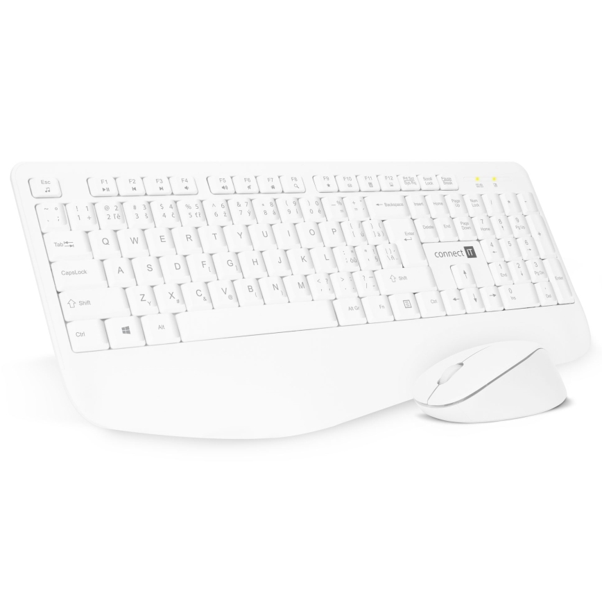 CONNECT IT CKM-7804-CS - Bezdrátová klávesnice a myš 1200 DPI s CZ/SK lokalizací 1xAAA + 1xAA bílá
