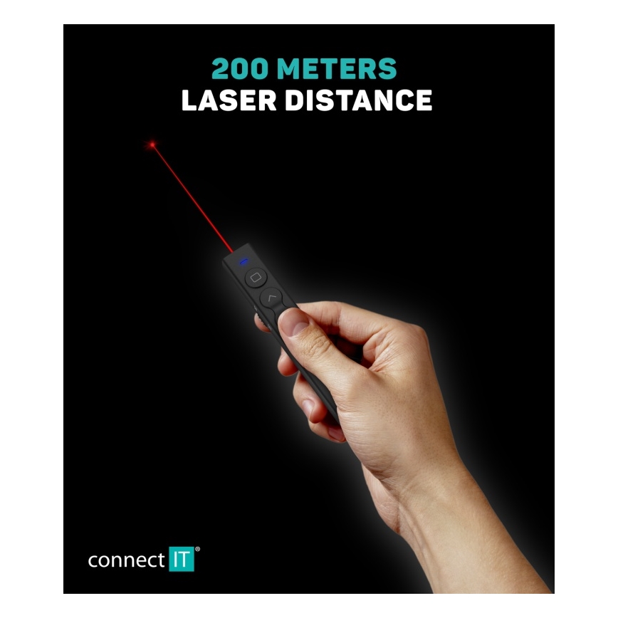 CONNECT IT CLP-2050-BK - Bezdrátový prezentér s laserovým ukazovátkem 1xAAA