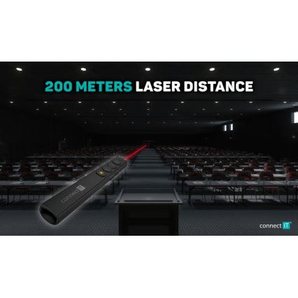 CONNECT IT CLP-2050-BK - Bezdrátový prezentér s laserovým ukazovátkem 1xAAA